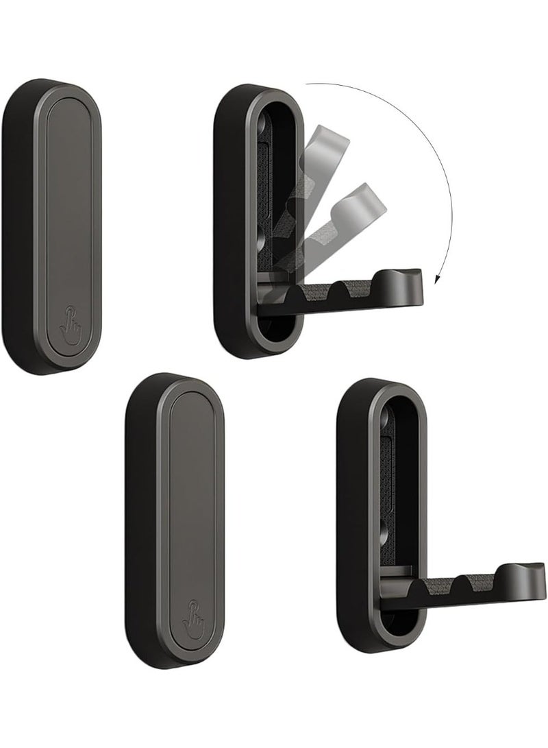 kunshao 4 Pack Foldable Invisible Wall Hooks, Zinc Alloy Retractable Hidden Design, Minimalist Black for Bathroom Closet Scarf Hat Robe Key and Bag - Image 1